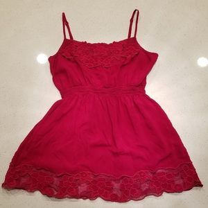 Forever 21 Pink Strappy Floral Mesh Cami Small